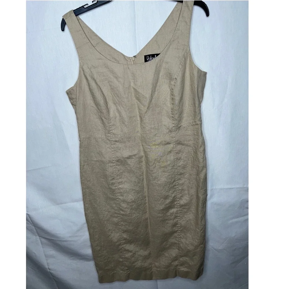 Rafaella Women Linen Suit‎ Blazer Skirt Set Beige Size 14